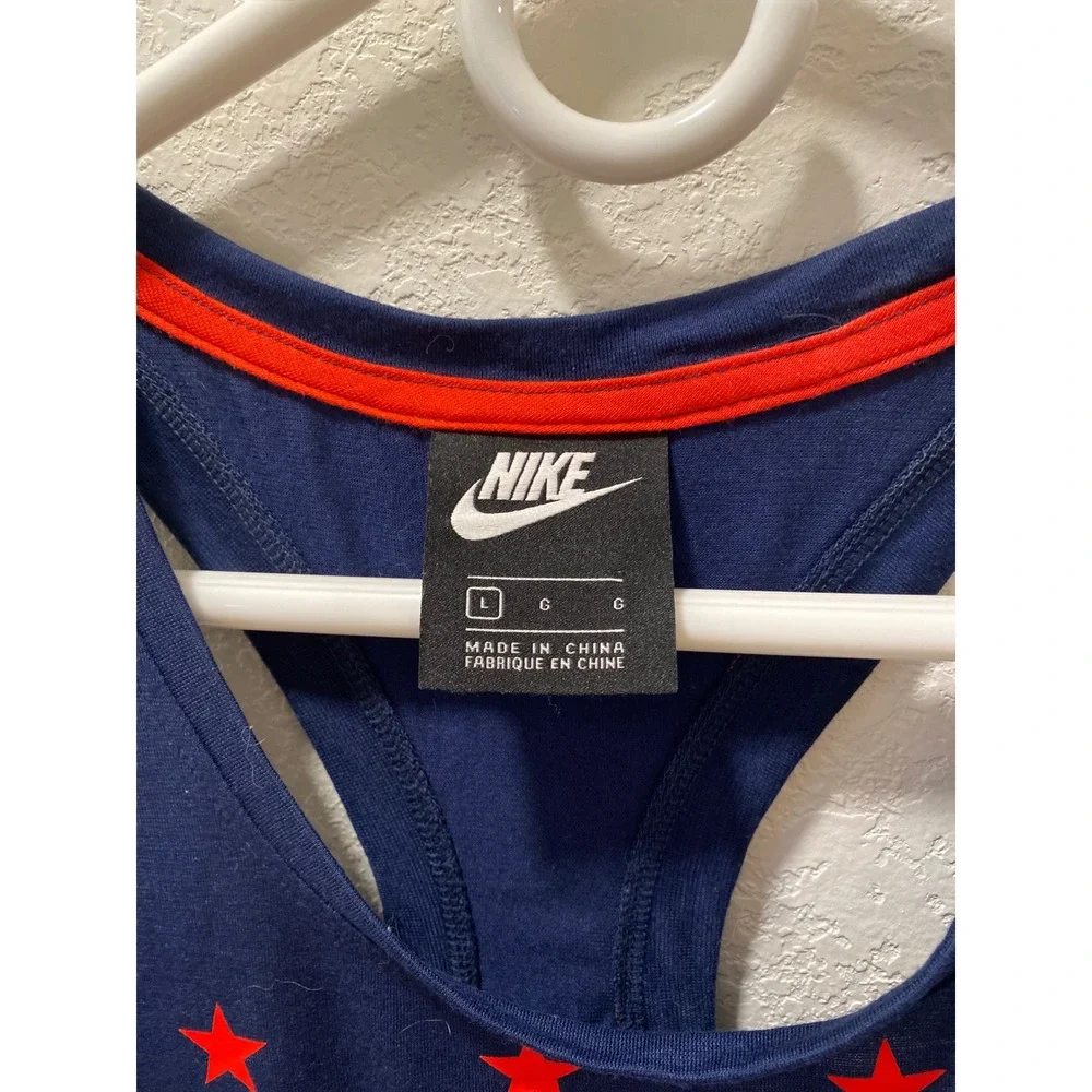 Nike Sportswear Womens Star Print Racerback Tank Top Navy Blue Red White Large